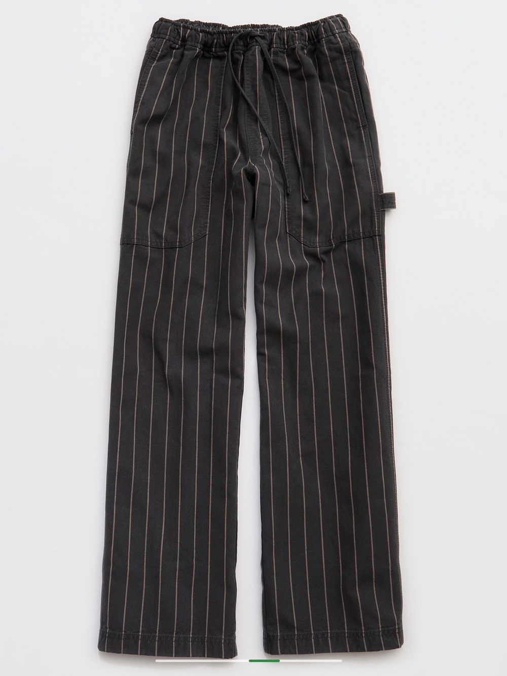Aerie Workwear Pants Charcoal Pinstripe Wide Leg Drawstring large short - Picture 4 of 8